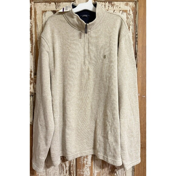 Mens Izod 1/4 Zip Pullover Fleece Lined Classic Fit Sweater - Rock Heather - 2XL - Picture 1 of 7
